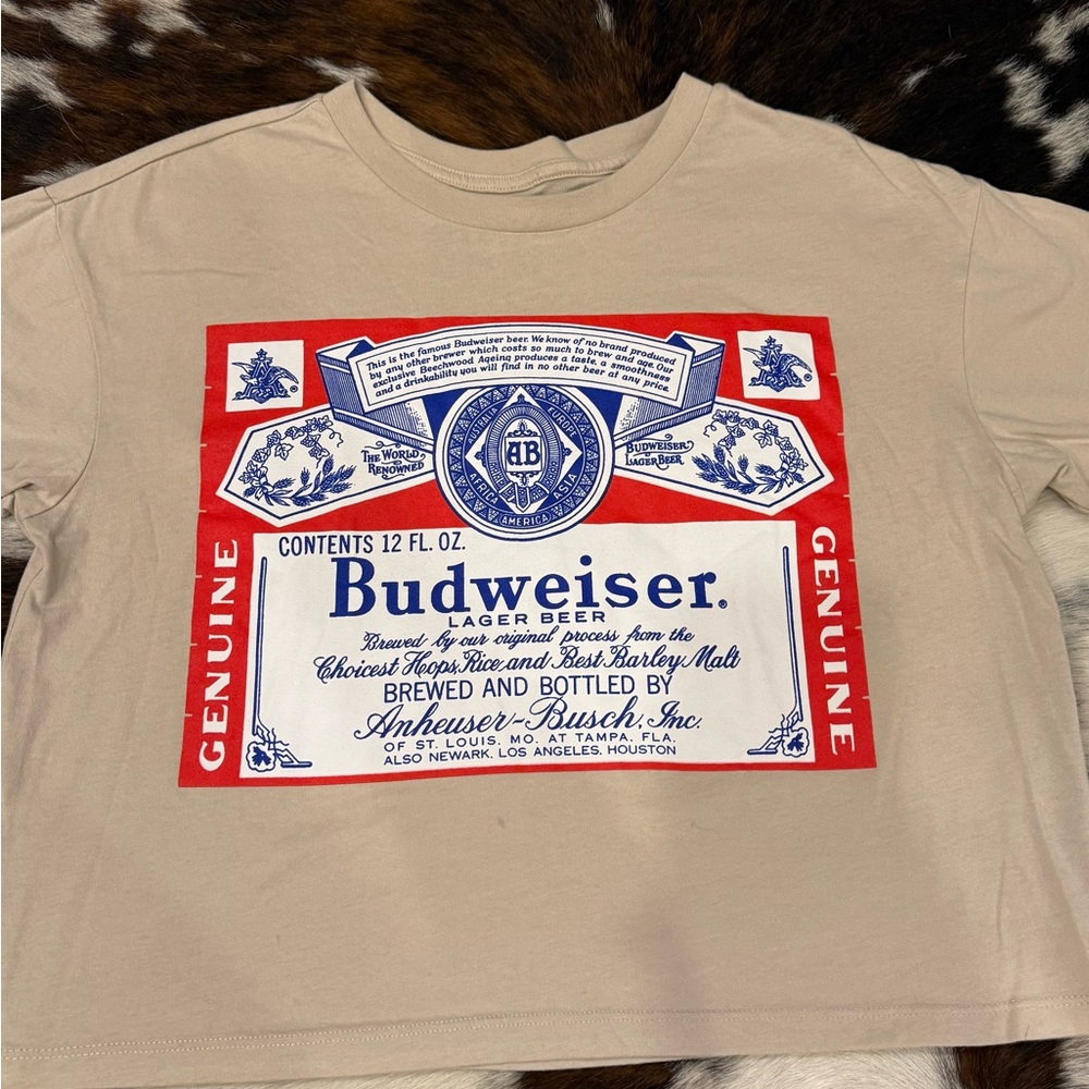 Budweiser Graphic Tee in Tan and Red